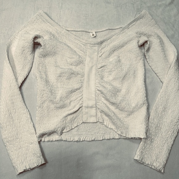 bp Tops - BP White Fitted Long Sleeve Off the Shoulder Shirt Womens Size Small